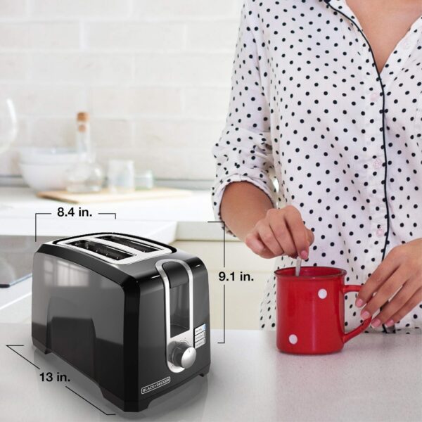 BLACK+DECKER 2-Slice Toaster, T2569B, Extra Wide Slots, 6 Shade