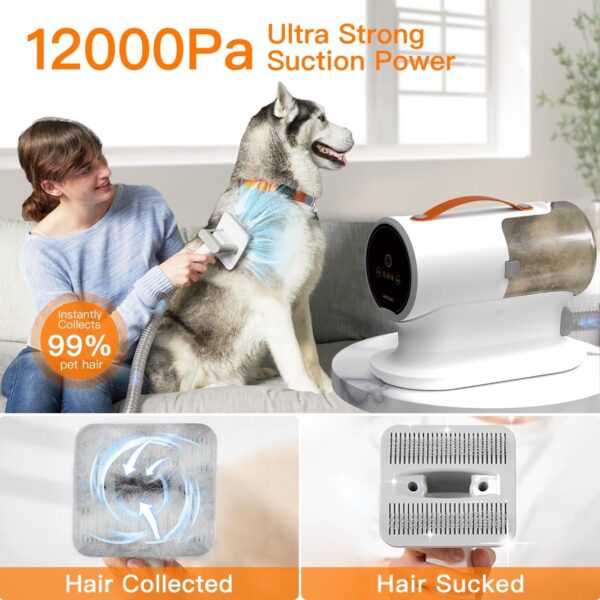 AIRROBO Dog Grooming Vacuum, Dog Grooming Kit,12000Pa Strong Pet Grooming Vacuum for Dogs