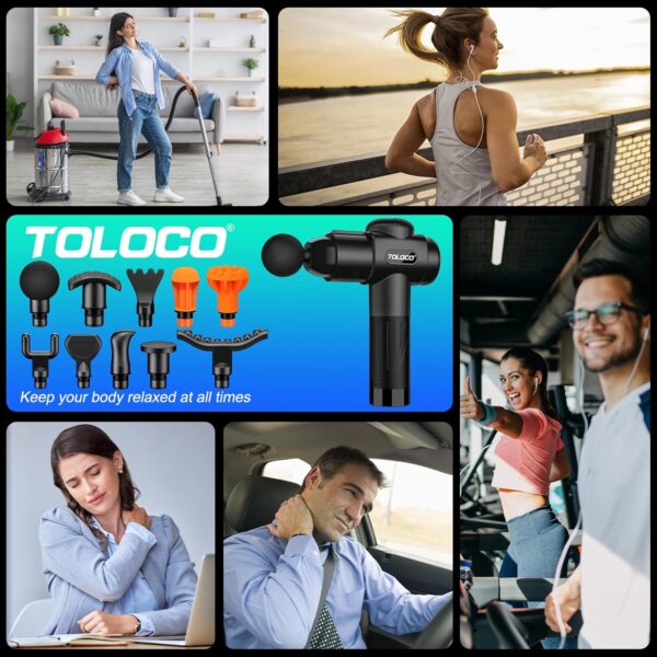 TOLOCO Massage Gun, Deep Tissue Back Massage for Athletes for Pain Relief